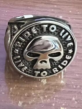 Stainless Steel Live To ride ride to live Biker skull ring see all colors